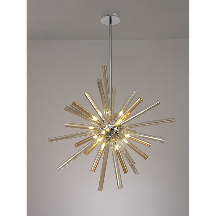 Nelson Lighting NL74009 Fabbio Pendant 16 Light Amber & Champagne/Polished Chrome