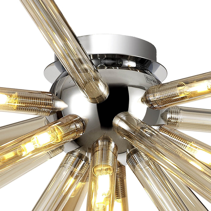 Nelson Lighting NL74019 Fabbio Semi-Flush 8 Light Amber & Champagne/Polished Chrome