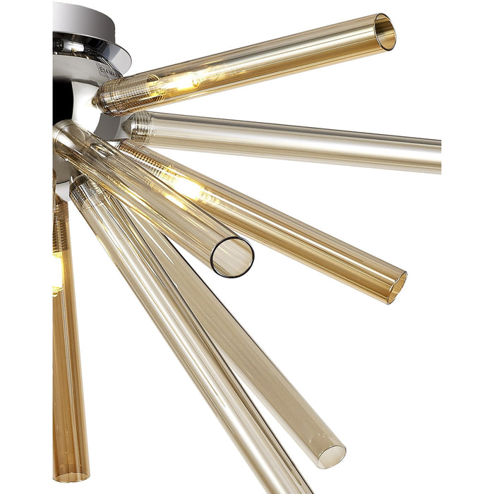 Nelson Lighting NL74019 Fabbio Semi-Flush 8 Light Amber & Champagne/Polished Chrome