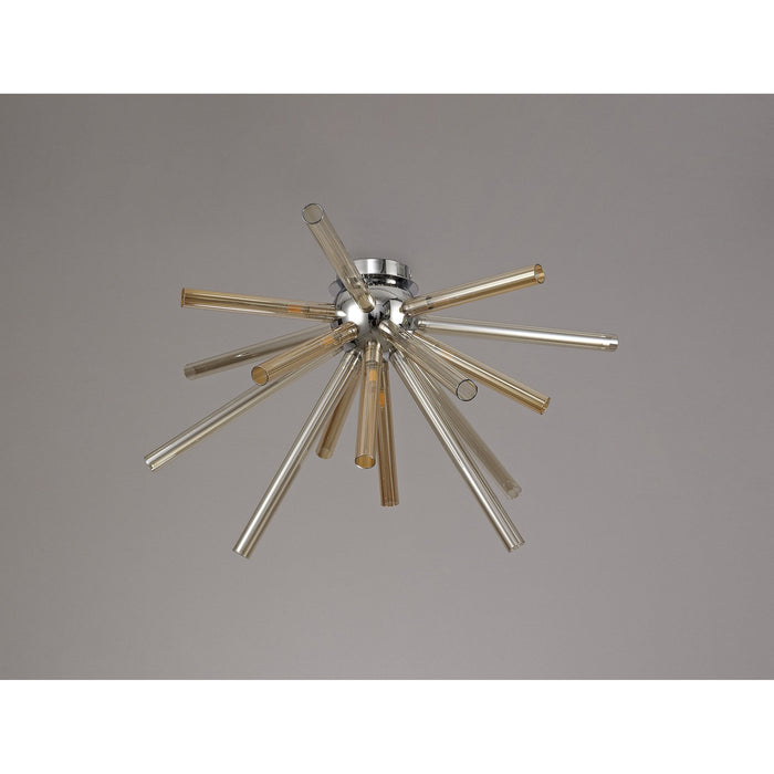 Nelson Lighting NL74019 Fabbio Semi-Flush 8 Light Amber & Champagne/Polished Chrome