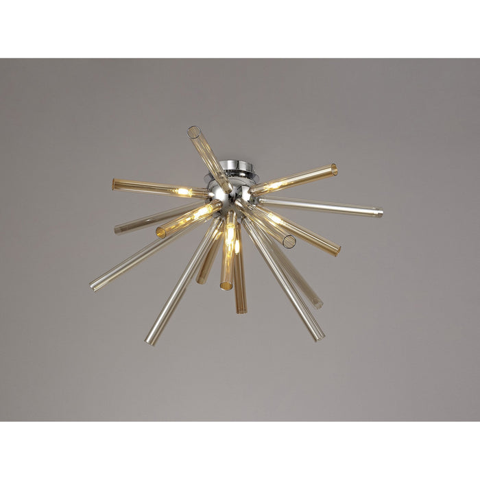 Nelson Lighting NL74019 Fabbio Semi-Flush 8 Light Amber & Champagne/Polished Chrome