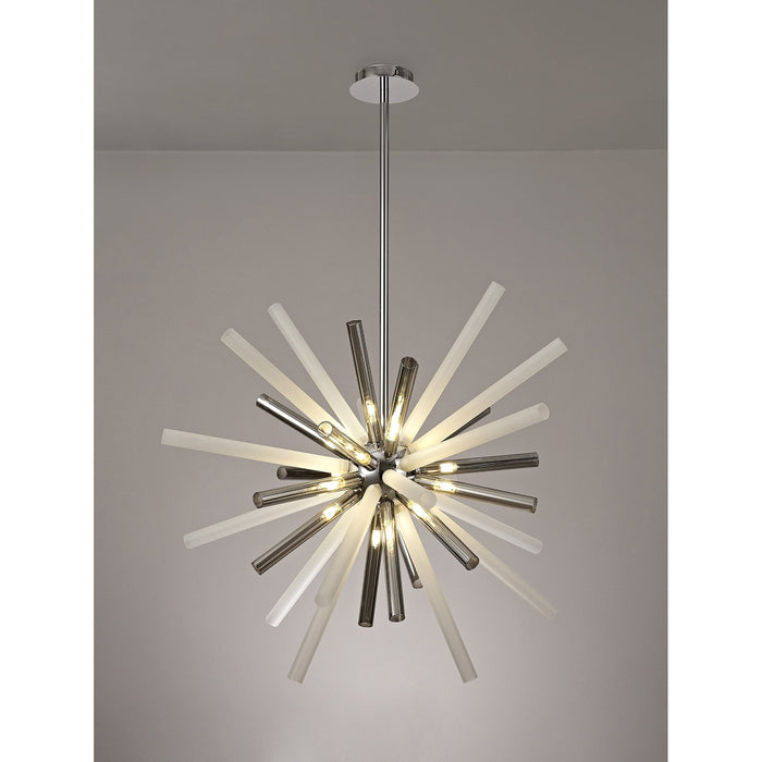 Nelson Lighting NL80479 Fabbio Pendant 16 Light Smoked & Frosted/Polished Chrome