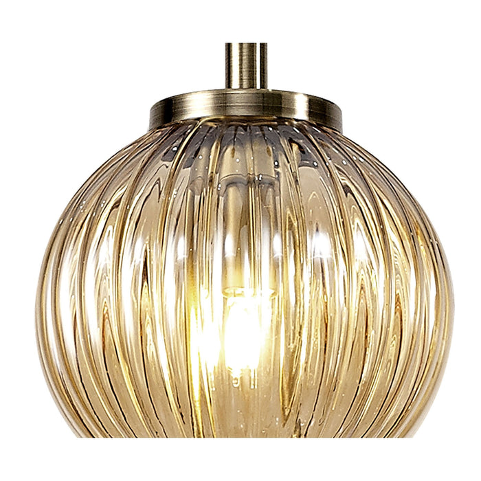 Nelson Lighting NL74459 Farro Pendant Antique Brass/Smoked & Amber Glass