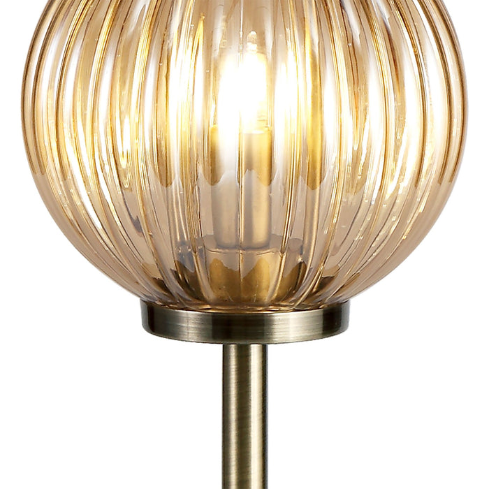 Nelson Lighting NL74469 Farro Table Lamp Antique Brass/Smoked & Amber Glass