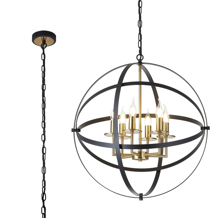 Nelson Lighting NL83249 Galaxy 6 Light Pendant Black/Gold