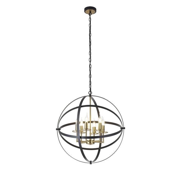 Nelson Lighting NL83249 Galaxy 6 Light Pendant Black/Gold