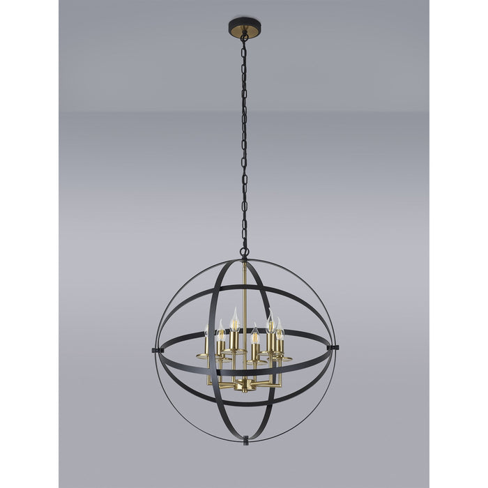 Nelson Lighting NL83249 Galaxy 6 Light Pendant Black/Gold