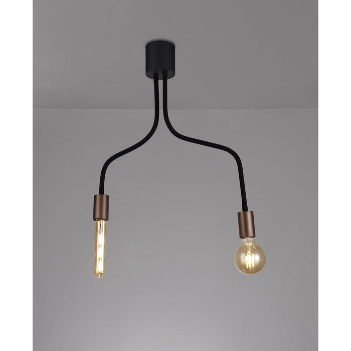 Nelson Lighting NL76449 Gino Flexible Ceiling 2 Light Satin Black/Brushed Copper