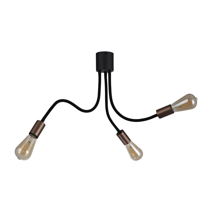 Nelson Lighting NL76459 Gino Flexible Ceiling 3 Light Satin Black/Brushed Copper