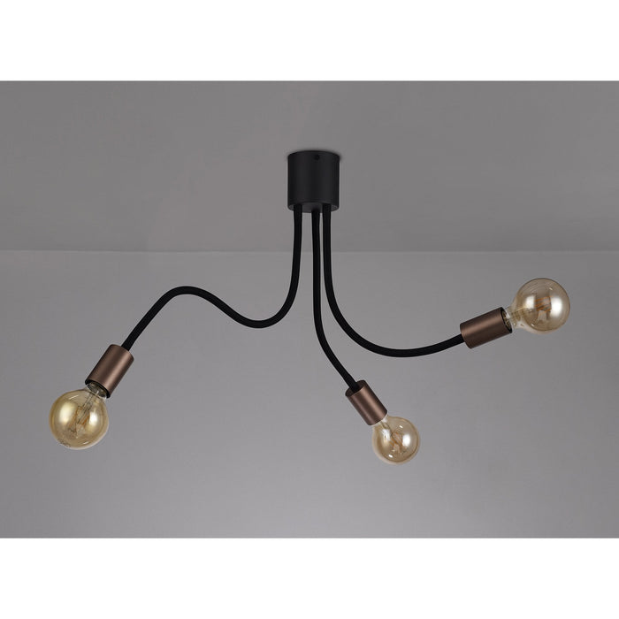 Nelson Lighting NL76459 Gino Flexible Ceiling 3 Light Satin Black/Brushed Copper