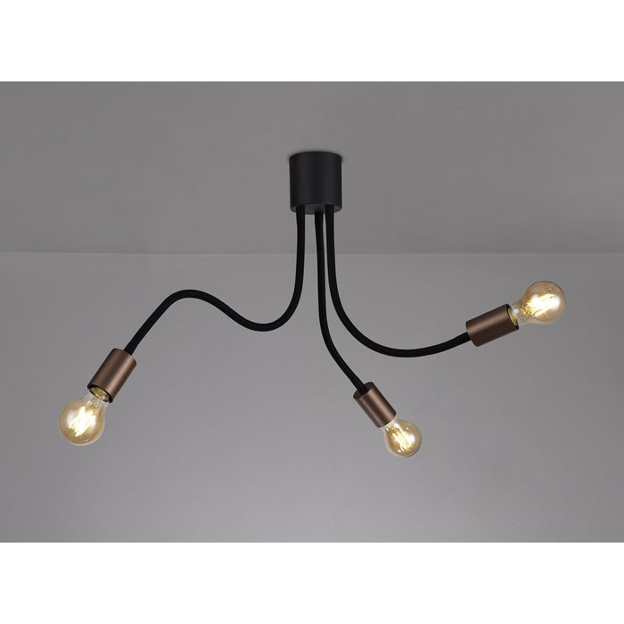 Nelson Lighting NL76459 Gino Flexible Ceiling 3 Light Satin Black/Brushed Copper