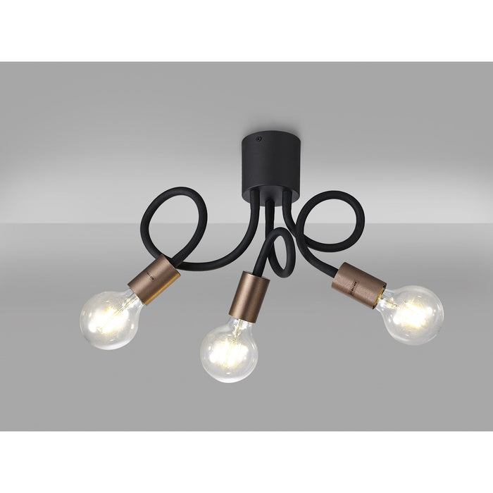 Nelson Lighting NL76459 Gino Flexible Ceiling 3 Light Satin Black/Brushed Copper