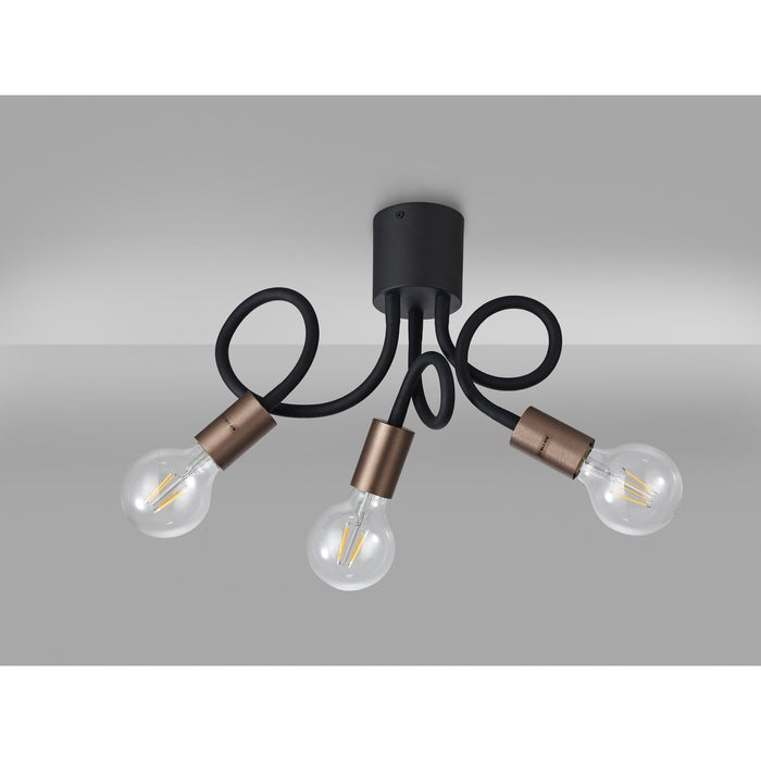 Nelson Lighting NL76459 Gino Flexible Ceiling 3 Light Satin Black/Brushed Copper