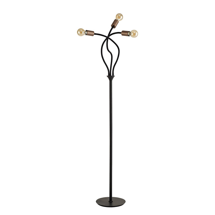 Nelson Lighting NL76499 Gino Flexible Floor Lamp 3 Light Satin Black/Brushed Copper