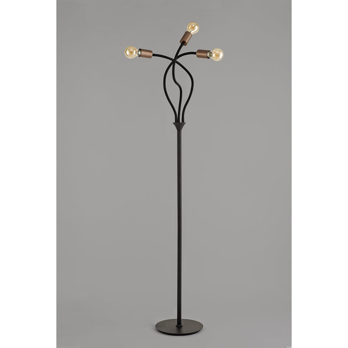 Nelson Lighting NL76499 Gino Flexible Floor Lamp 3 Light Satin Black/Brushed Copper