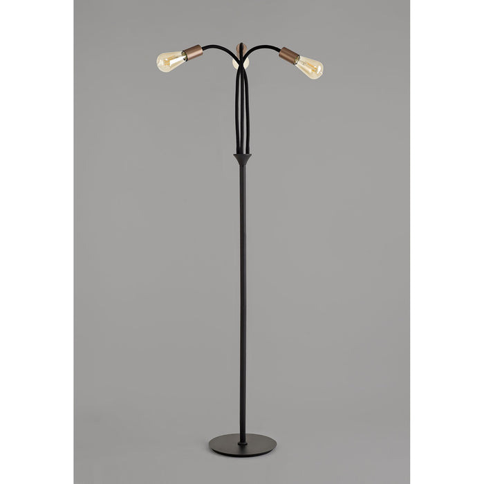 Nelson Lighting NL76499 Gino Flexible Floor Lamp 3 Light Satin Black/Brushed Copper