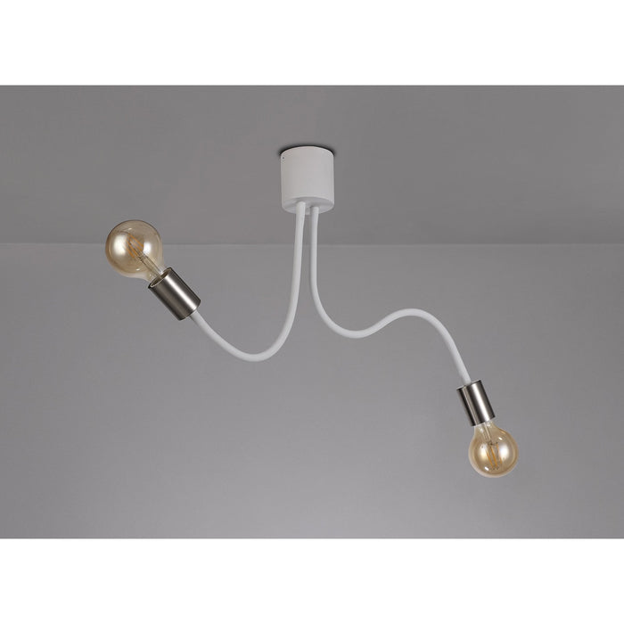 Nelson Lighting NL76519 Gino Flexible Ceiling 2 Light Satin White/Satin Nickel