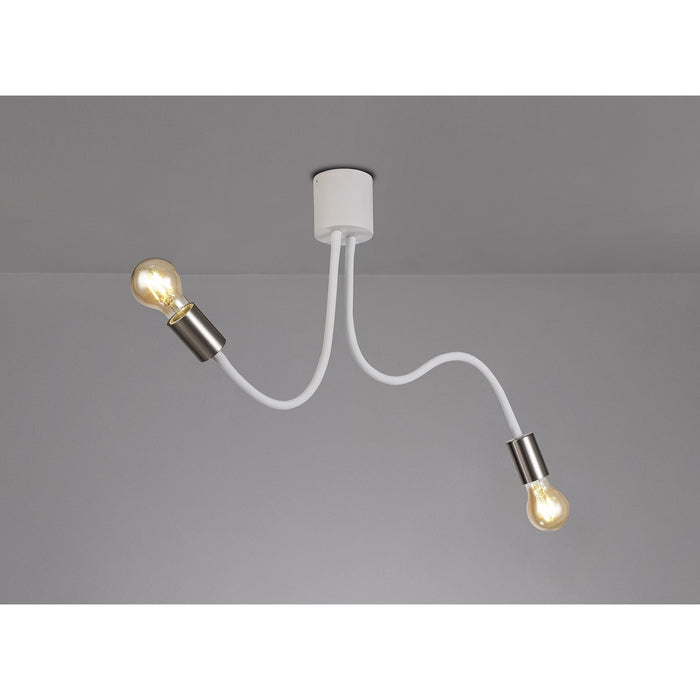 Nelson Lighting NL76519 Gino Flexible Ceiling 2 Light Satin White/Satin Nickel