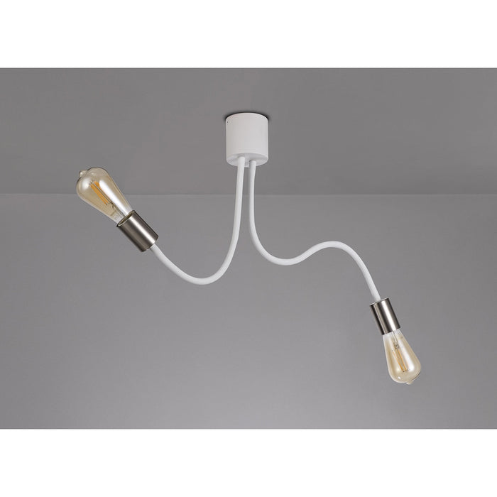 Nelson Lighting NL76519 Gino Flexible Ceiling 2 Light Satin White/Satin Nickel