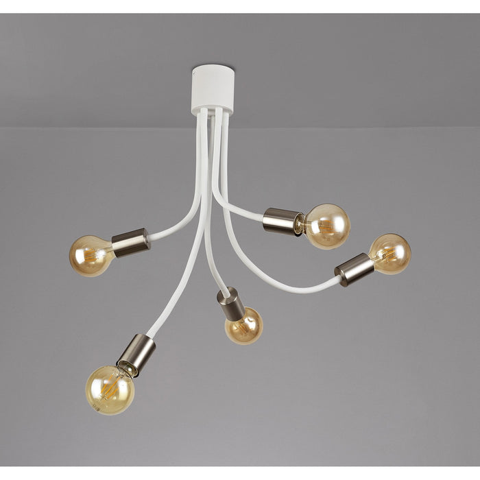 Nelson Lighting NL76539 Gino Flexible Ceiling 5 Light Satin White/Satin Nickel