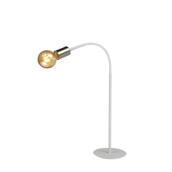 Nelson Lighting NL76559 Gino Flexible Table Lamp 1 Light Satin White/Satin Nickel