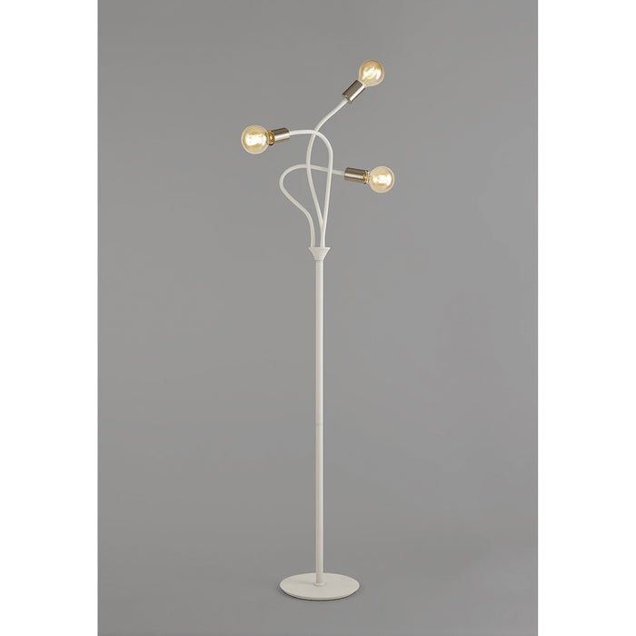 Nelson Lighting NL76569 Gino Flexible Floor Lamp 3 Light Satin White/Satin Nickel