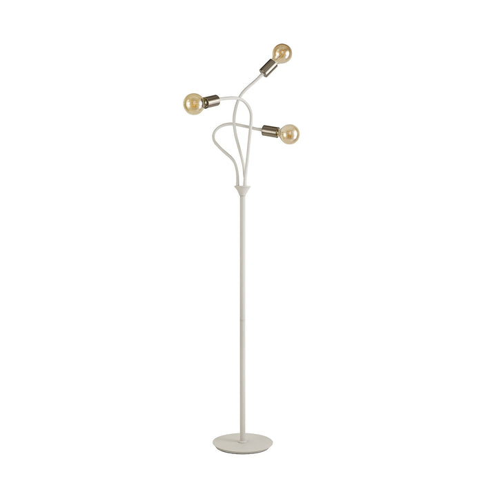 Nelson Lighting NL76569 Gino Flexible Floor Lamp 3 Light Satin White/Satin Nickel