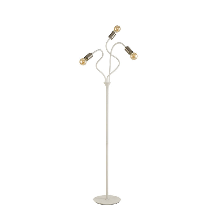 Nelson Lighting NL76569 Gino Flexible Floor Lamp 3 Light Satin White/Satin Nickel