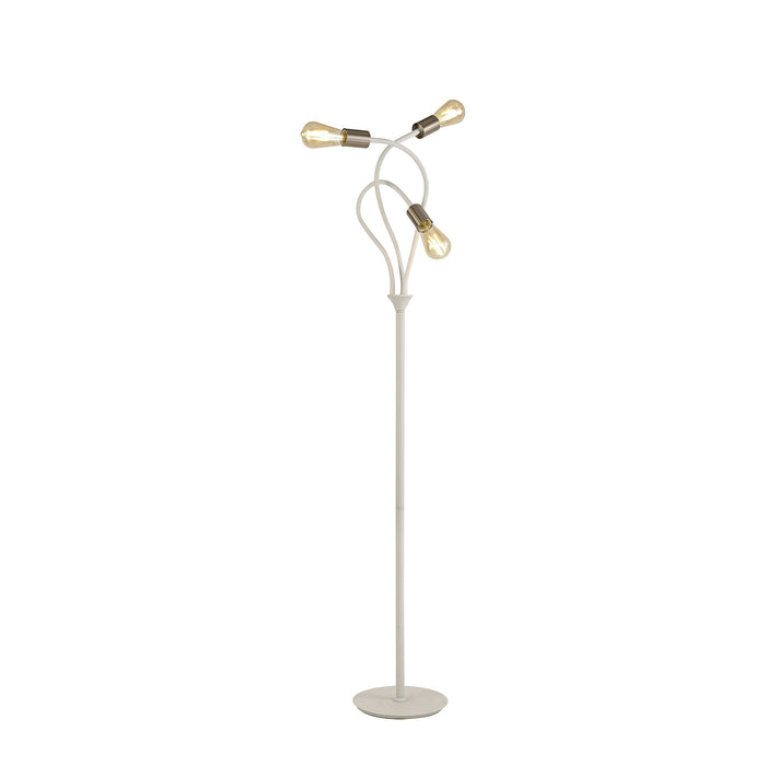 Nelson Lighting NL76569 Gino Flexible Floor Lamp 3 Light Satin White/Satin Nickel