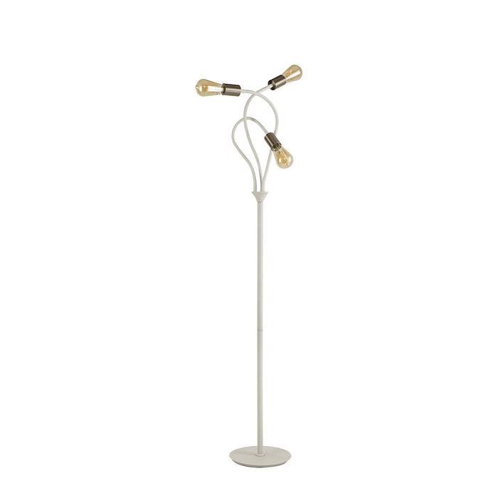 Nelson Lighting NL76569 Gino Flexible Floor Lamp 3 Light Satin White/Satin Nickel