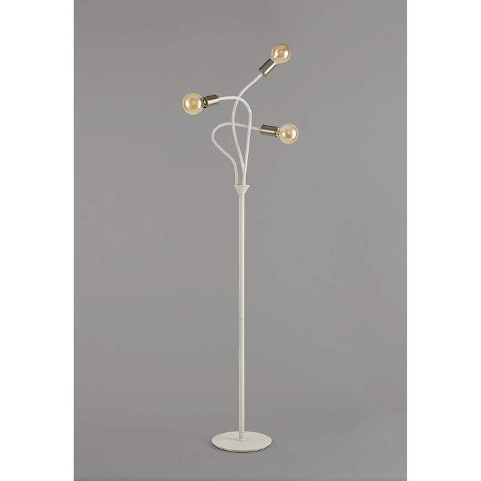 Nelson Lighting NL76569 Gino Flexible Floor Lamp 3 Light Satin White/Satin Nickel