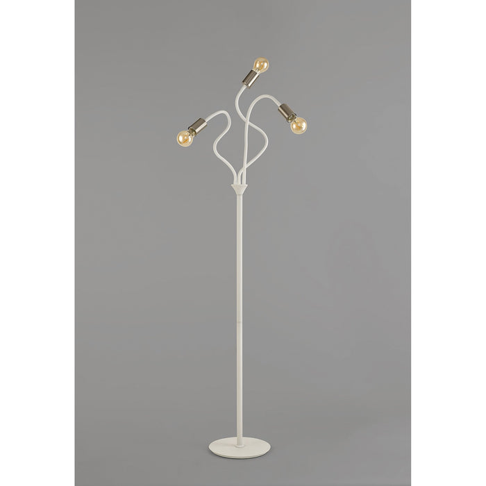 Nelson Lighting NL76569 Gino Flexible Floor Lamp 3 Light Satin White/Satin Nickel