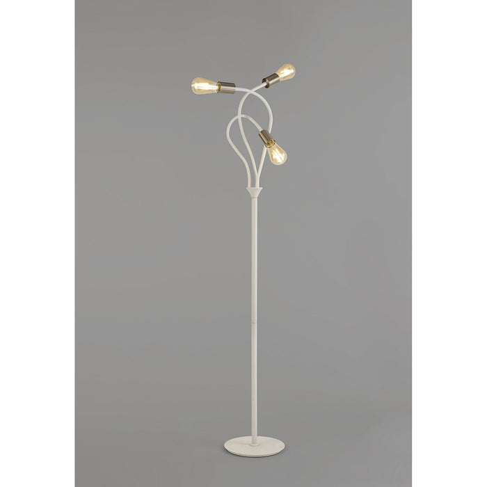 Nelson Lighting NL76569 Gino Flexible Floor Lamp 3 Light Satin White/Satin Nickel