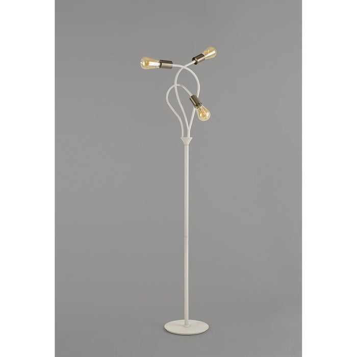 Nelson Lighting NL76569 Gino Flexible Floor Lamp 3 Light Satin White/Satin Nickel