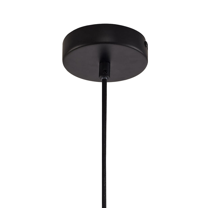 Nelson Lighting NL74069 Hedro Single Cone Pendant 1 Light Black/Amber Glass