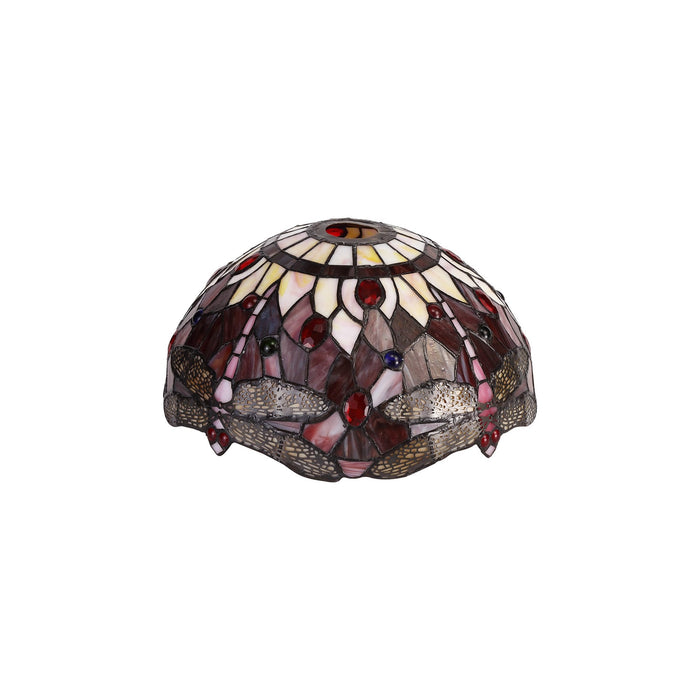 Nelson Lighting NLK00859 Heidi 1 Light Up Lighter Pendant With 30cm Tiffany Shade Purple/Pink/Crystal/Black