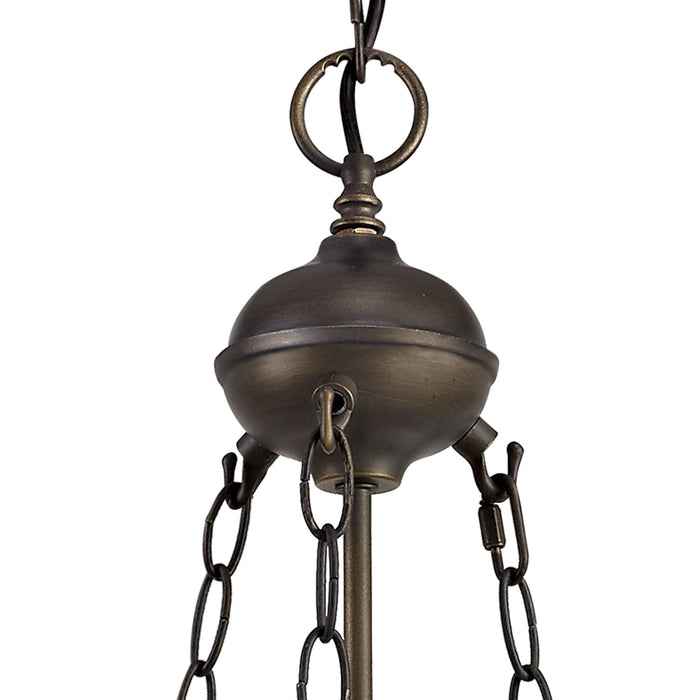 Nelson Lighting NLK00949 Heidi 2 Light Up Lighter Pendant With 30cm Tiffany Shade Purple/Pink/Crystal/Aged Antique Brass