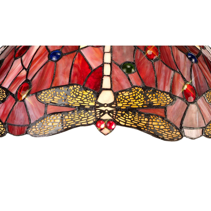 Nelson Lighting NLK01029 Heidi 3 Light Semi Ceiling With 40cm Tiffany Shade Purple/Pink/Crystal/Aged Antique Brass