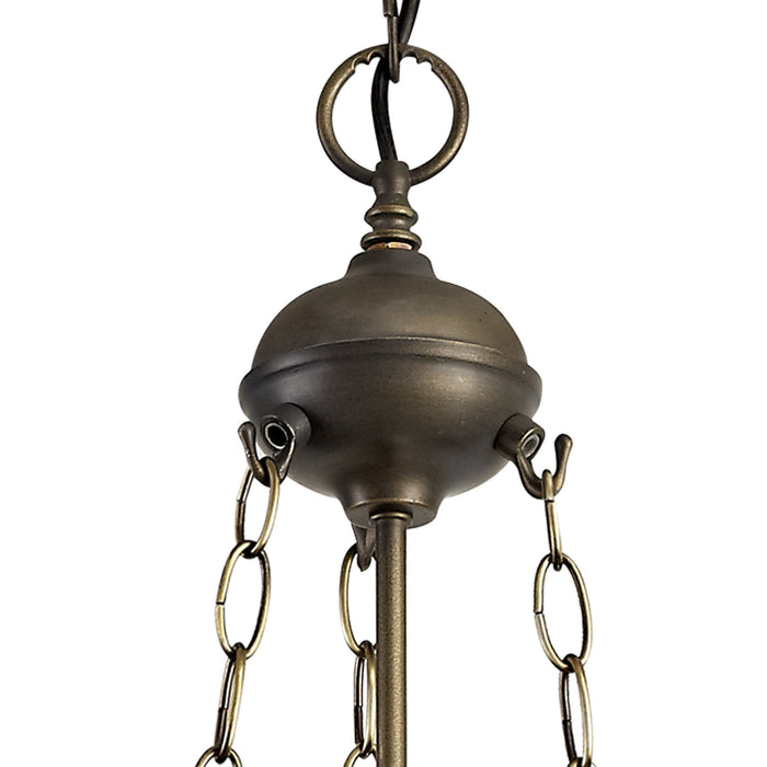 Nelson Lighting NLK01039 Heidi 3 Light Up Lighter Pendant With 40cm Tiffany Shade Purple/Pink/Crystal/Aged Antique Brass