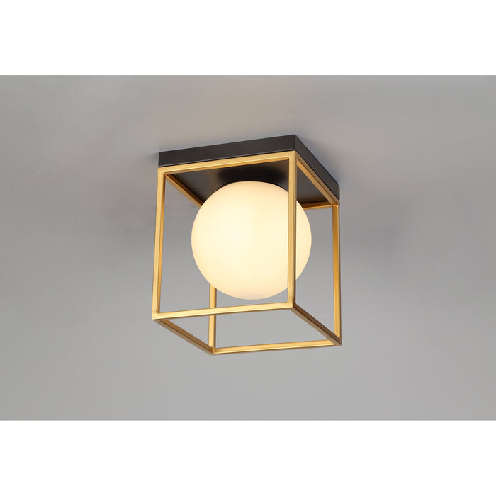 Nelson Lighting NL75639 Helma Square Ceiling Flush 1 Light Matt Black/Painted Gold (S)