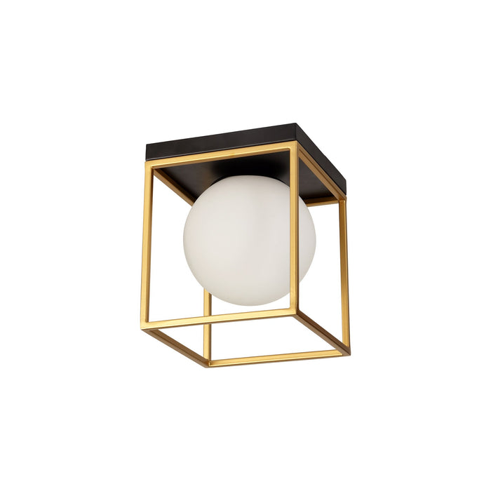 Nelson Lighting NL75639 Helma Square Ceiling Flush 1 Light Matt Black/Painted Gold (S)