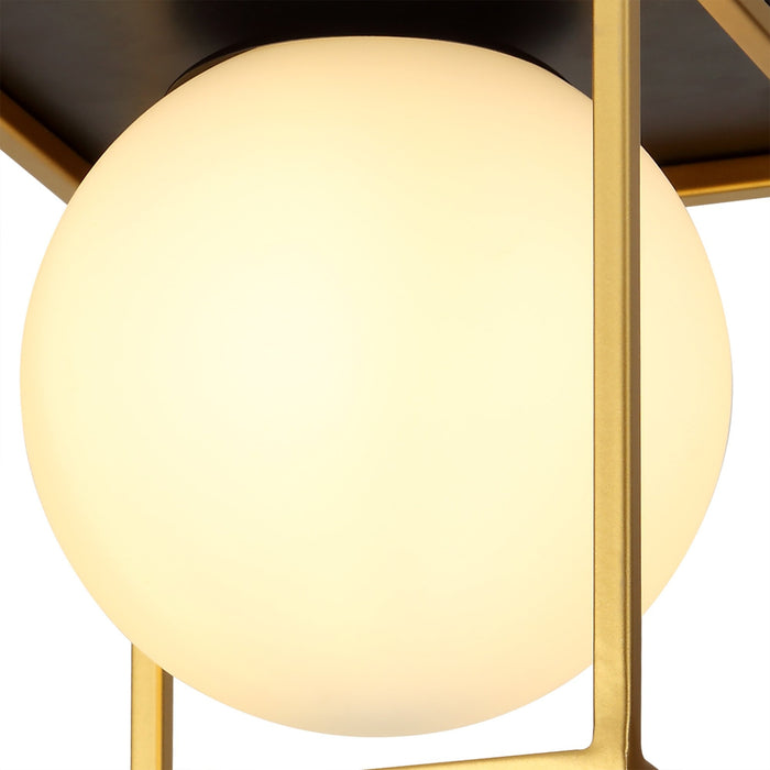 Nelson Lighting NL75639 Helma Square Ceiling Flush 1 Light Matt Black/Painted Gold (S)