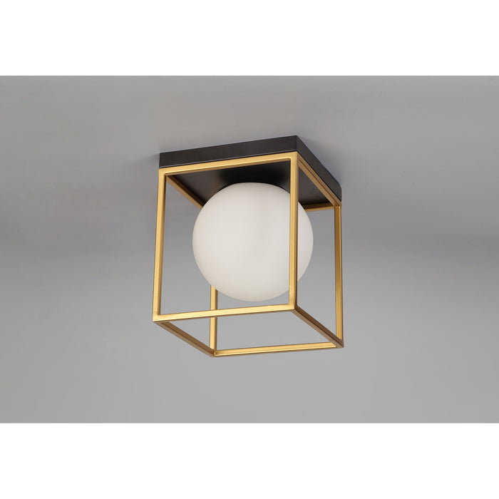 Nelson Lighting NL75639 Helma Square Ceiling Flush 1 Light Matt Black/Painted Gold (S)