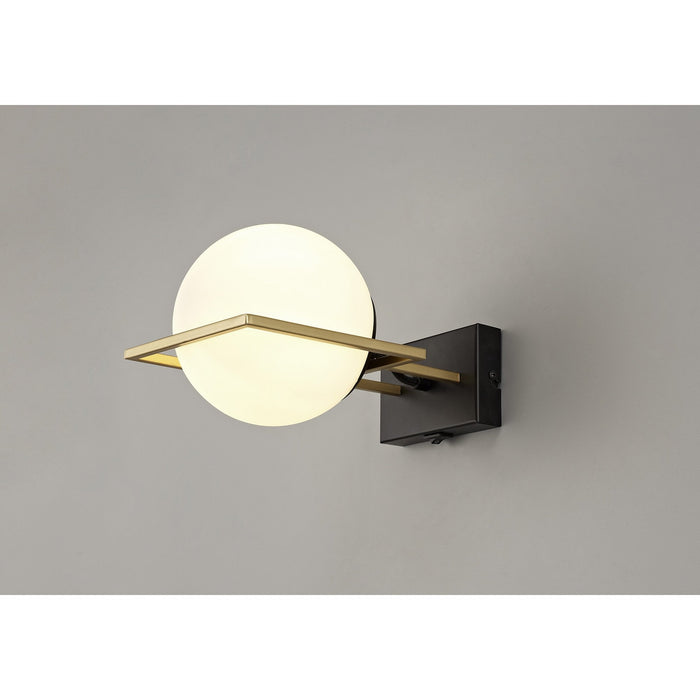 Nelson Lighting NL75659 Helma Wall Lamp Switched 1 Light Matt Black/Polished Gold