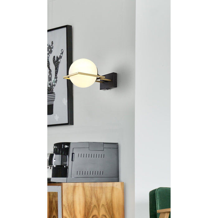 Nelson Lighting NL75659 Helma Wall Lamp Switched 1 Light Matt Black/Polished Gold