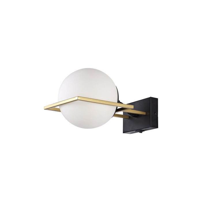 Nelson Lighting NL75659 Helma Wall Lamp Switched 1 Light Matt Black/Polished Gold