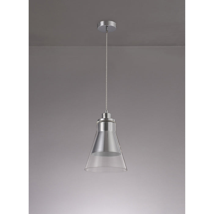 Nelson Lighting NL77719 Hoister Pendant 1 Light Polished Chrome/Clear Glass