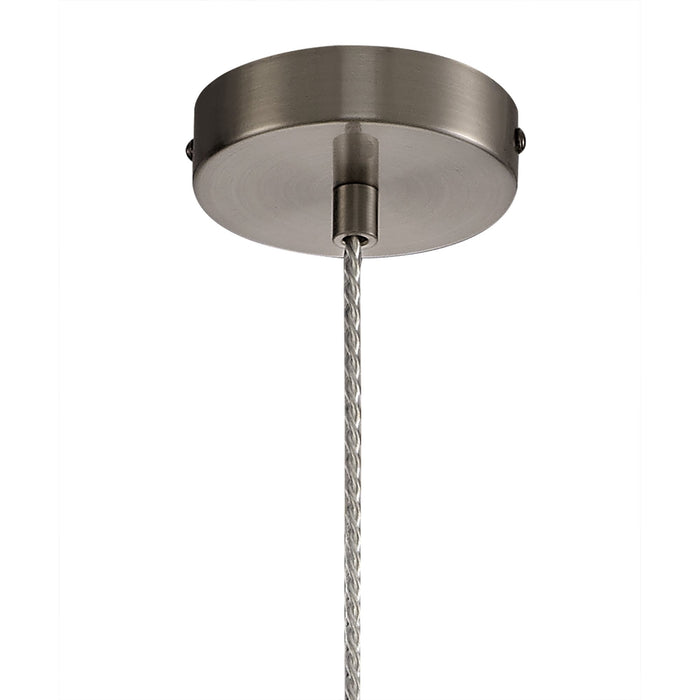 Nelson Lighting NL77729 Hoister Pendant 1 Light Satin Nickel/Clear Glass