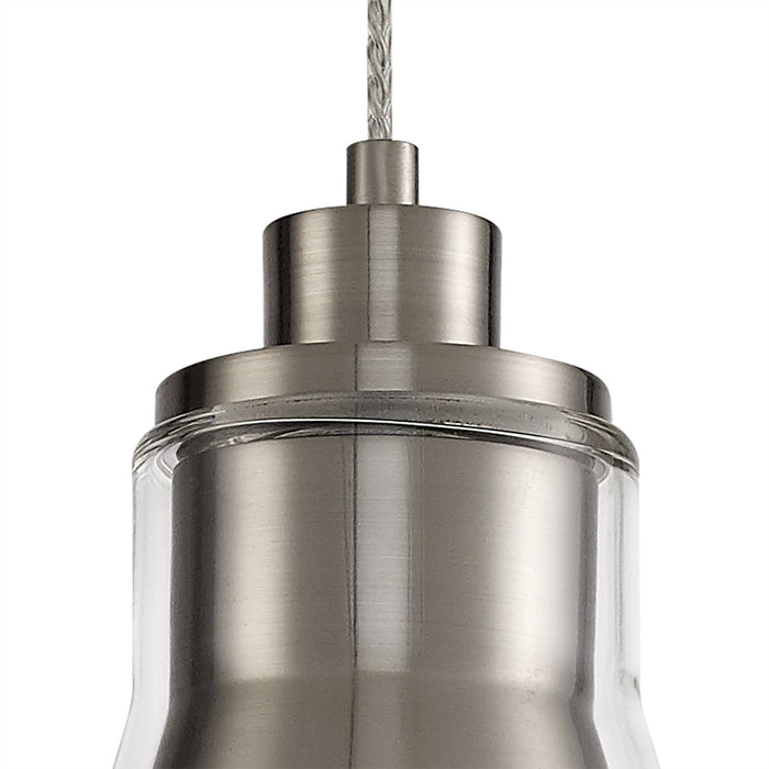 Nelson Lighting NL77729 Hoister Pendant 1 Light Satin Nickel/Clear Glass