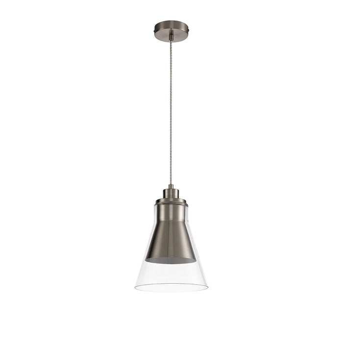 Nelson Lighting NL77729 Hoister Pendant 1 Light Satin Nickel/Clear Glass